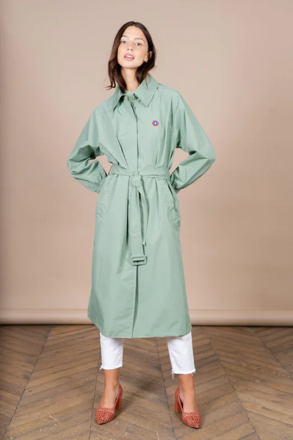 Green long ladies raincoat Madeleine